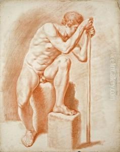 Mannlicher Akt, An Einenstock Gelehnt by Daniel Nikolaus Chodowiecki