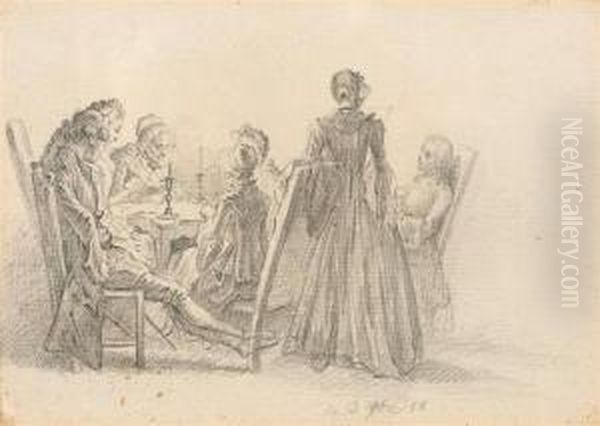 Card Players In The Evening - view 1