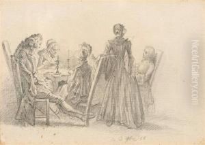 Card Players In The Evening