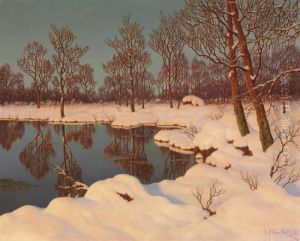 Winter Sunset by Ivan Fedorovich Choultse