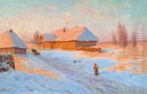 Winter Landscape In The Evening. by Ivan Fedorovich Choultse
