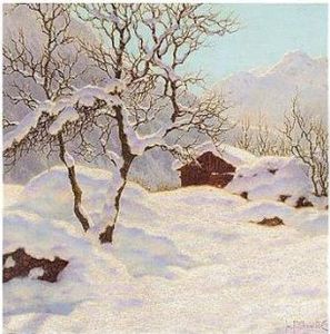 Mountain Cabin Under Snow by Ivan Fedorovich Choultse