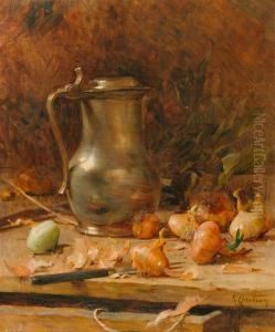 Stilleben Mit Zinnkrug Und Zwiebeln. by Rene Louis Chretien