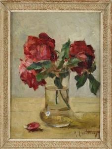 Bouquet De Roses Rouges by Rene Louis Chretien