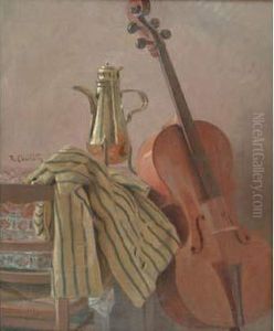 Violoncelle Et Cafetiere by Rene Louis Chretien