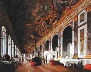 The Hall of Mirrors at Versailles used as Military Hospital for Tending Wounded Prussians in 1871 by Victor Buchereau
