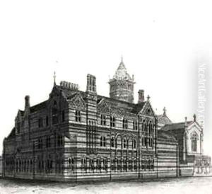 New Schools, Rugby View from the North West by William Butterfield