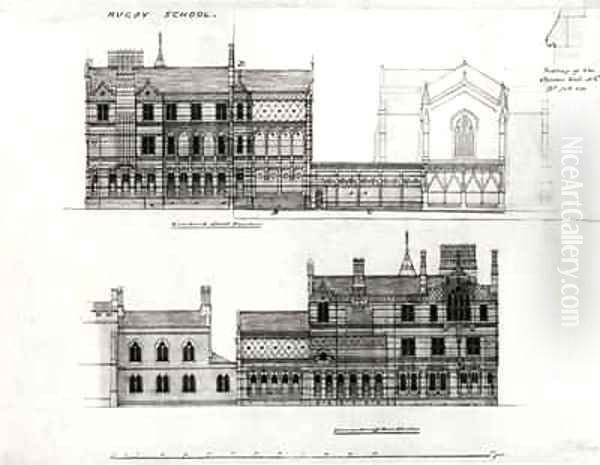 West and North Elevations, New School, Rugby School - view 1