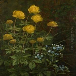 Globe Flowersand Forget-me-not by Anthonie, Anthonore Christensen