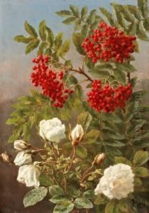 Blomsterstilleben Med Rosor Och Ronnbar by Anthonie, Anthonore Christensen