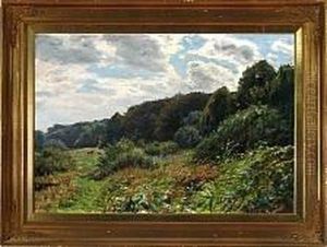A Horse Is Grazing Near The Forest, Summer by Godfred B.W. Christensen