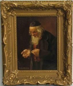 Judischer Alter Mann Beim Zahlen Des Geldes by John Aksel Christensen