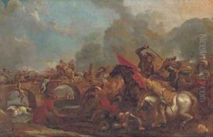 A cavalry skirmish between Christians and Turks by Francesco Monti, Il Brescianino