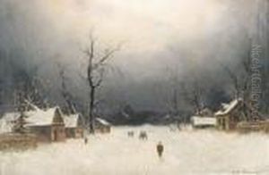 Village Snow Scene by Hans Christiansen