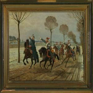 Niels Kjeldsen In Battle With German Dragoons by Rasmus Christiansen