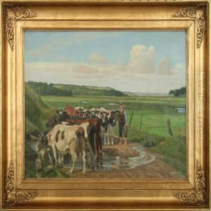 Landscapewith Aboy And Cows