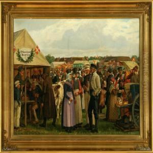 Danish Folk Scenery From Hjallerup Market