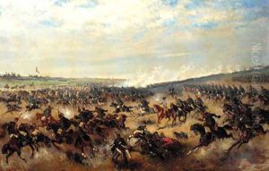 A cavalry charge by Alexander Ritter Von Bensa