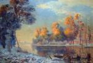 Frosty Sunrise, Picardy, France by Ernest William Christmas