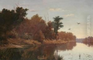 Duck Shooter Beside A River