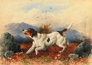 A pointer in a landscape by Charles Edward Snr Brittan