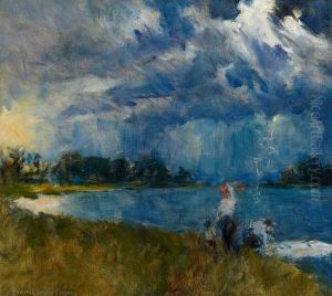 Stormy Landscape With Figures by Howard Chandler Christy