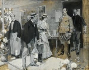 Meeting At The Restaurant by Howard Chandler Christy