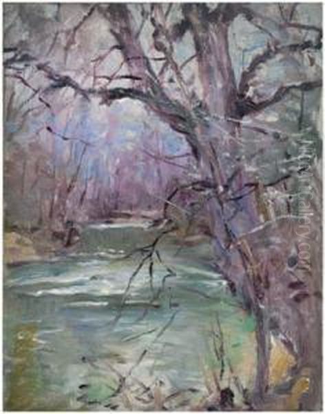 (new York, 1872-1952), River Landscape, Unsigned, Oil On Panel,unframed, 12 X 9 In. - view 1