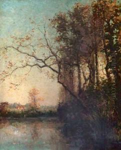 Etang a Tervueren by the lake by Hippolyte Boulenger
