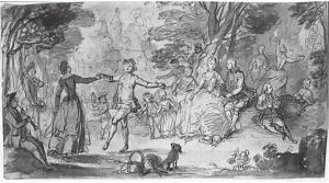 An elegant company dancing in a landscape An elegant company dancing in a landscape