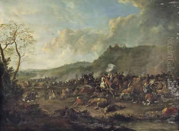 A cavalry skirmish between Turks and Christians by Karel Van Breydel (Le Chevalier)