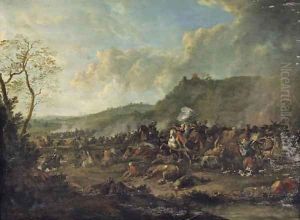 A cavalry skirmish between Turks and Christians by Karel Van Breydel (Le Chevalier)