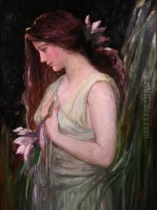 Portrait Of Woman In Green by Frederick Stuart Church