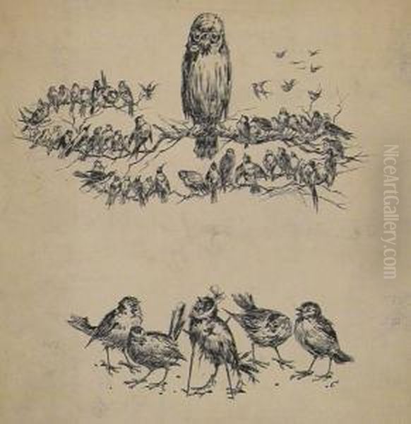 A Gathering Of Birds With Another Subject. - view 1