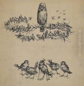 A Gathering Of Birds With Another Subject.