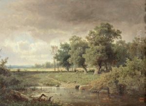 Paysage A L'etang, La Plaine A L'oree Dela Foret by Adolf Chwala