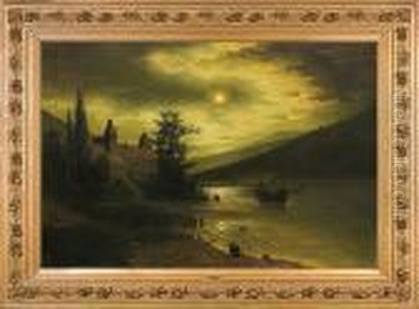 Nocture With A Castle Over The Lake - view 1