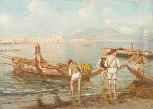 Pescatori Nel Golfo Di Napoli by Giuseppe Giardiello