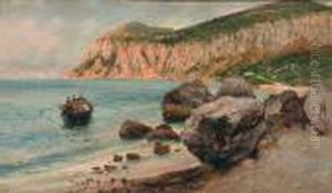 Marina Con Barche E Pescatori by Giuseppe Giardiello