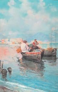 Barche Di Pescatori Nel Golfo Di Napoli by Giuseppe Giardiello