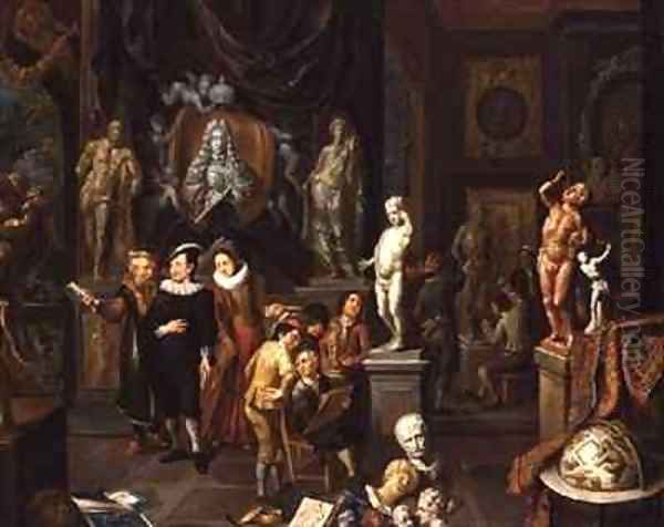 An Elegant Couple Visiting a Sculpture Gallery - view 1