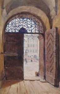 Blick Auf Einen Brunnen Bzw. Blick Durch Ein Tor by Tadeusz Cieslewski