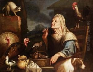 Cucina Con Vecchia E Animali