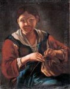 Giovane Donna Che Lavora A Maglia