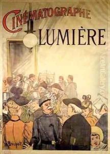 Poster advertising the 'Cinematographe Lumiere' by H. Brispot