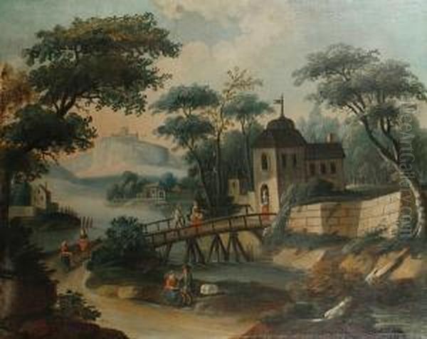 Figures Outside A Village - view 1