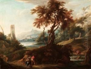 Paesaggio Boscoso Con Figure E Un Torrente by Vittorio Amedeo Cignaroli