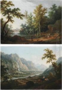 Paesaggio Fluviale Con Viandanti E Una Citta Sullo Sfondo by Vittorio Amedeo Cignaroli