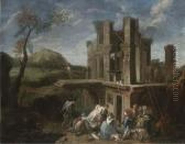 Bandits Sacking A Fortified House - view 1