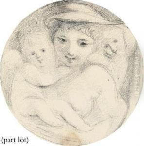 A Series Of Eight Drawings Of Young Women's Heads